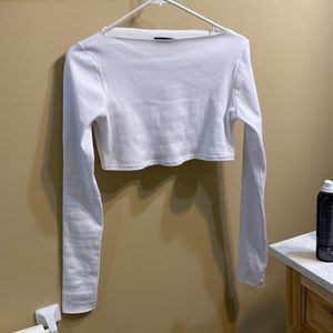Naked wardrobe super crop long sleeve shirt